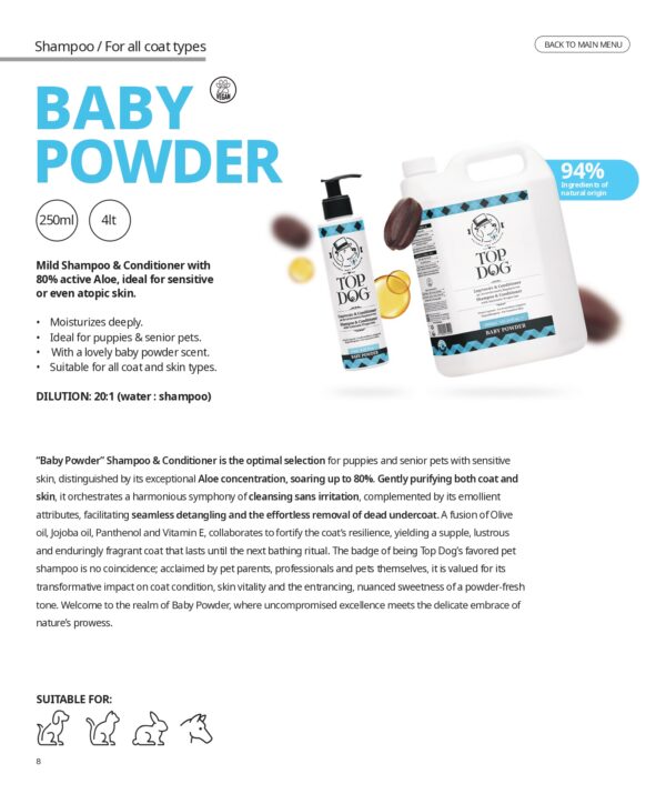 TopDog Sampon Baby Powder pentru pui TopDog Sampon Baby Powder pentru pui