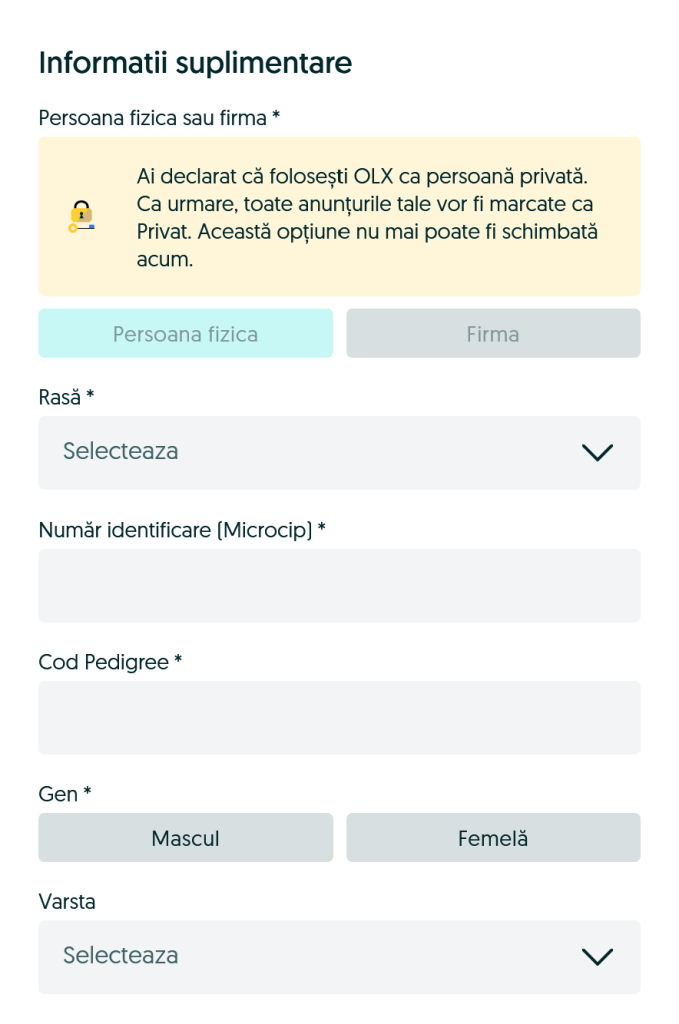 OLX anunt caini microcip pedigree
