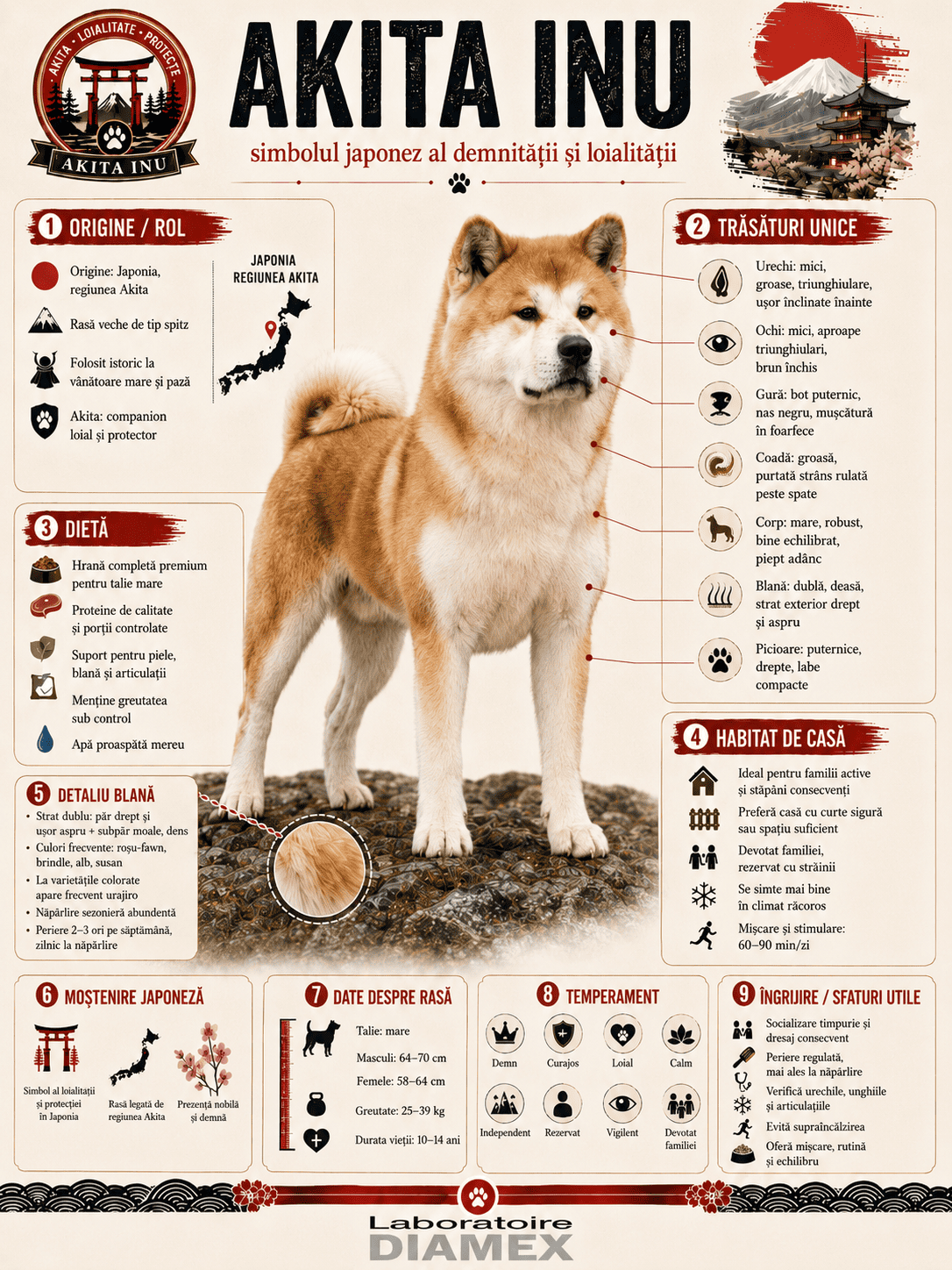 Akita Inu origine, temperament, dietă, îngrijire și grooming pentru rasa japoneză