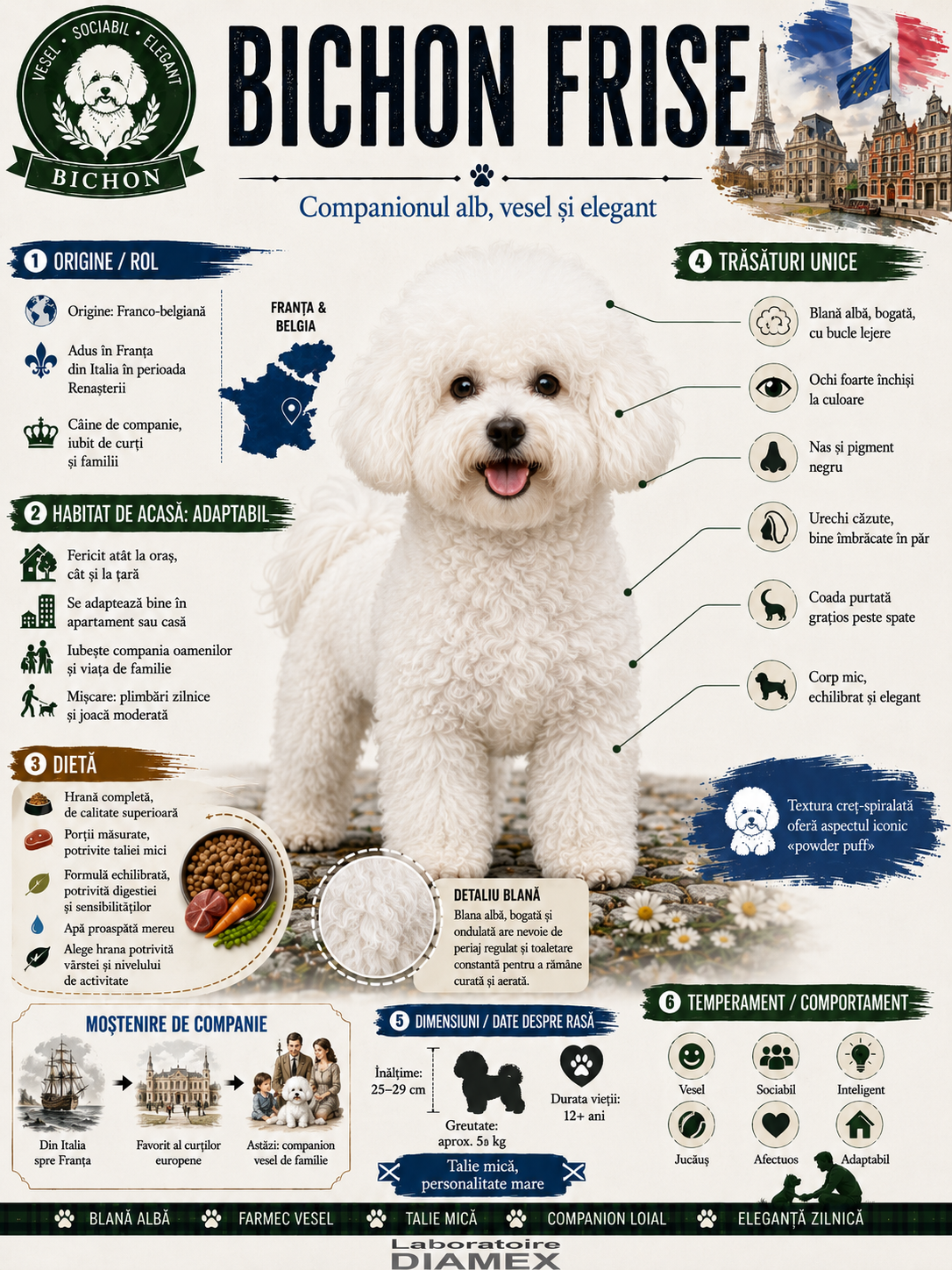 Bichon Frise origine, temperament, îngrijire și grooming pentru blana albă creț-spiralată