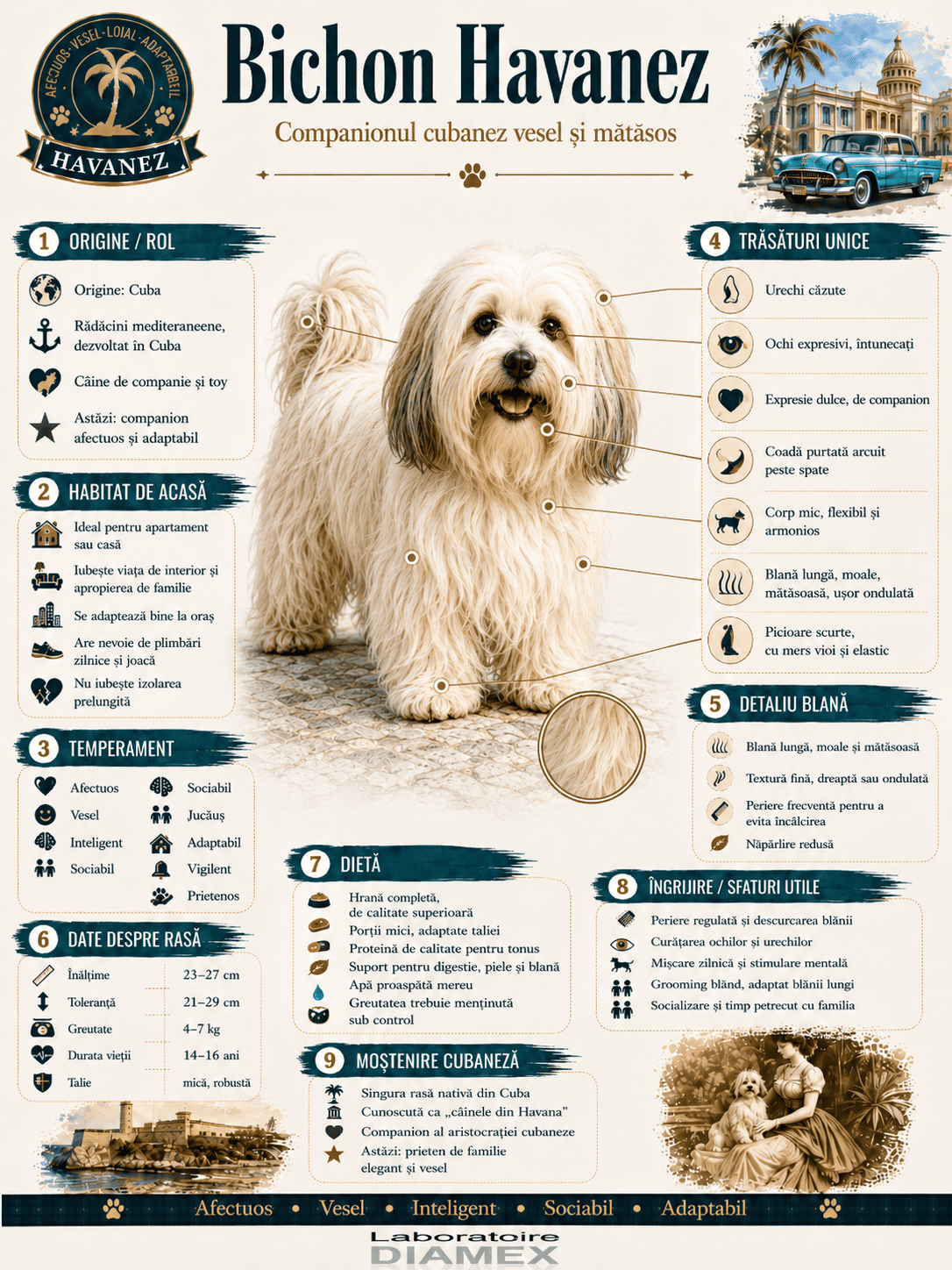 Bichon Havanez origine, temperament, dietă, îngrijire și grooming pentru blana lungă mătăsoasă