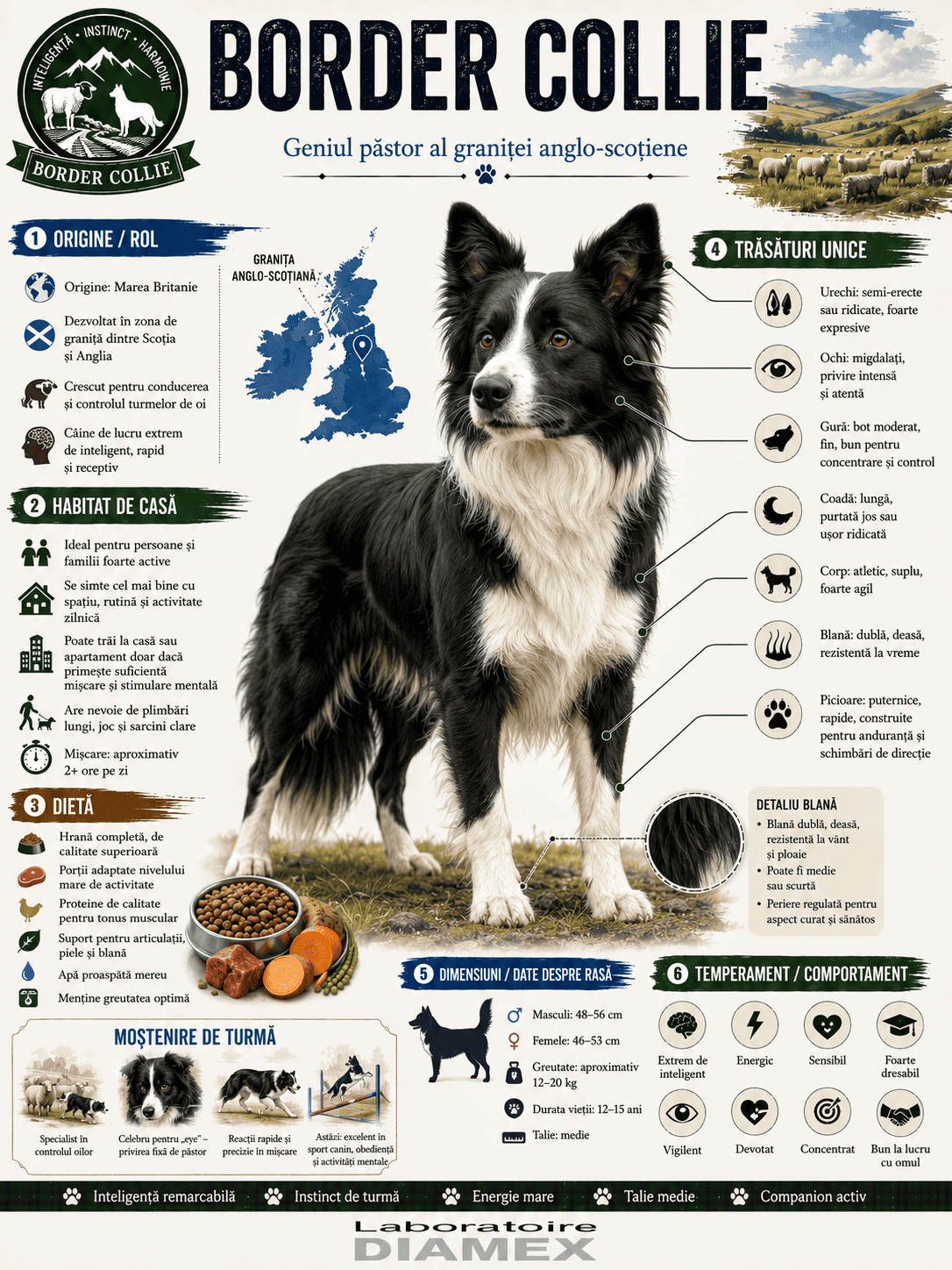 Border Collie origine, temperament, dietă, îngrijire și grooming pentru geniul păstor