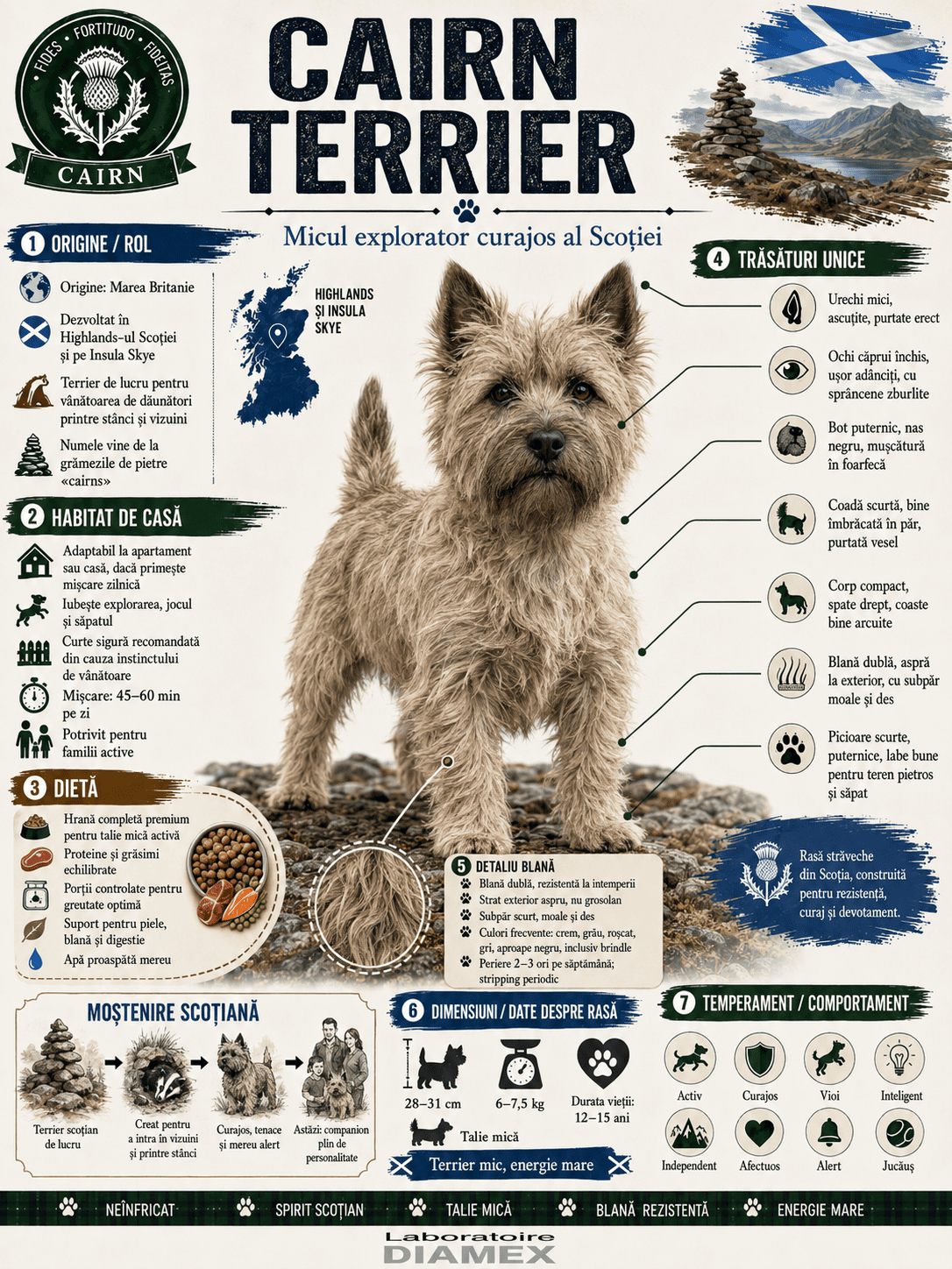 Cairn Terrier origine, temperament, dietă, îngrijire și grooming pentru micul terrier scoțian