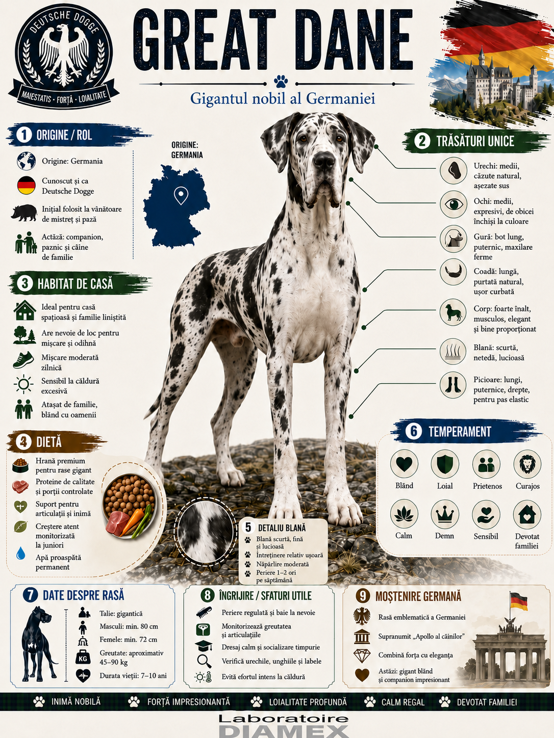 Great Dane origine, temperament, dietă, îngrijire și grooming pentru Dog German