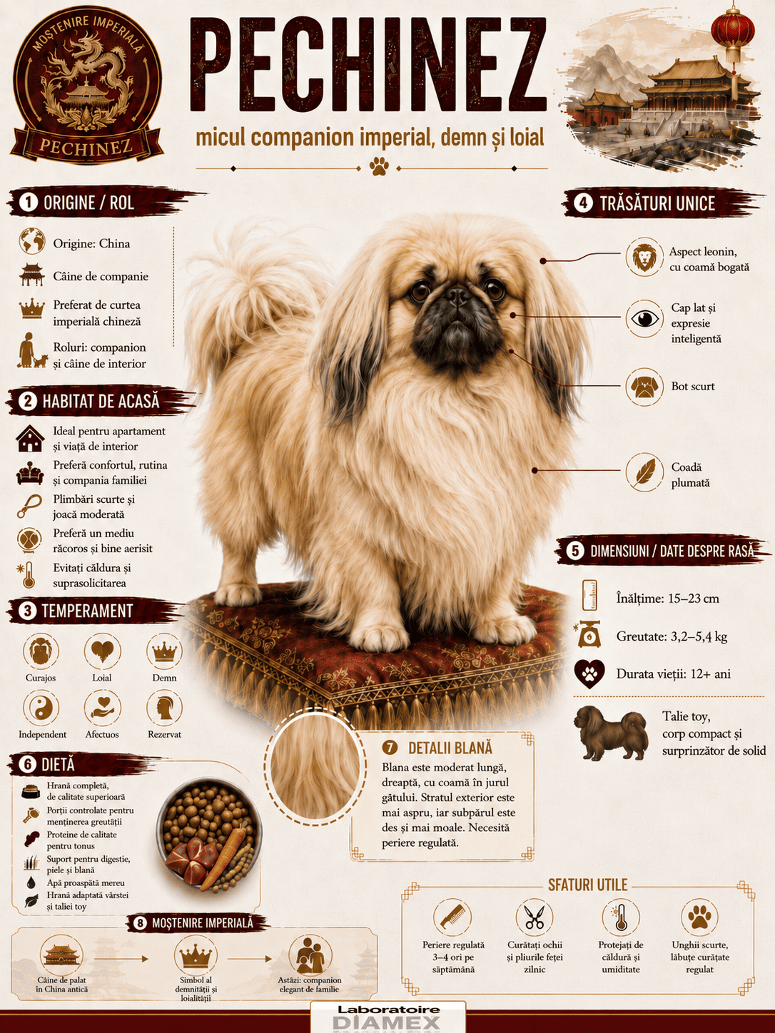 Pechinez origine, temperament, dietă, îngrijire și grooming pentru companionul imperial