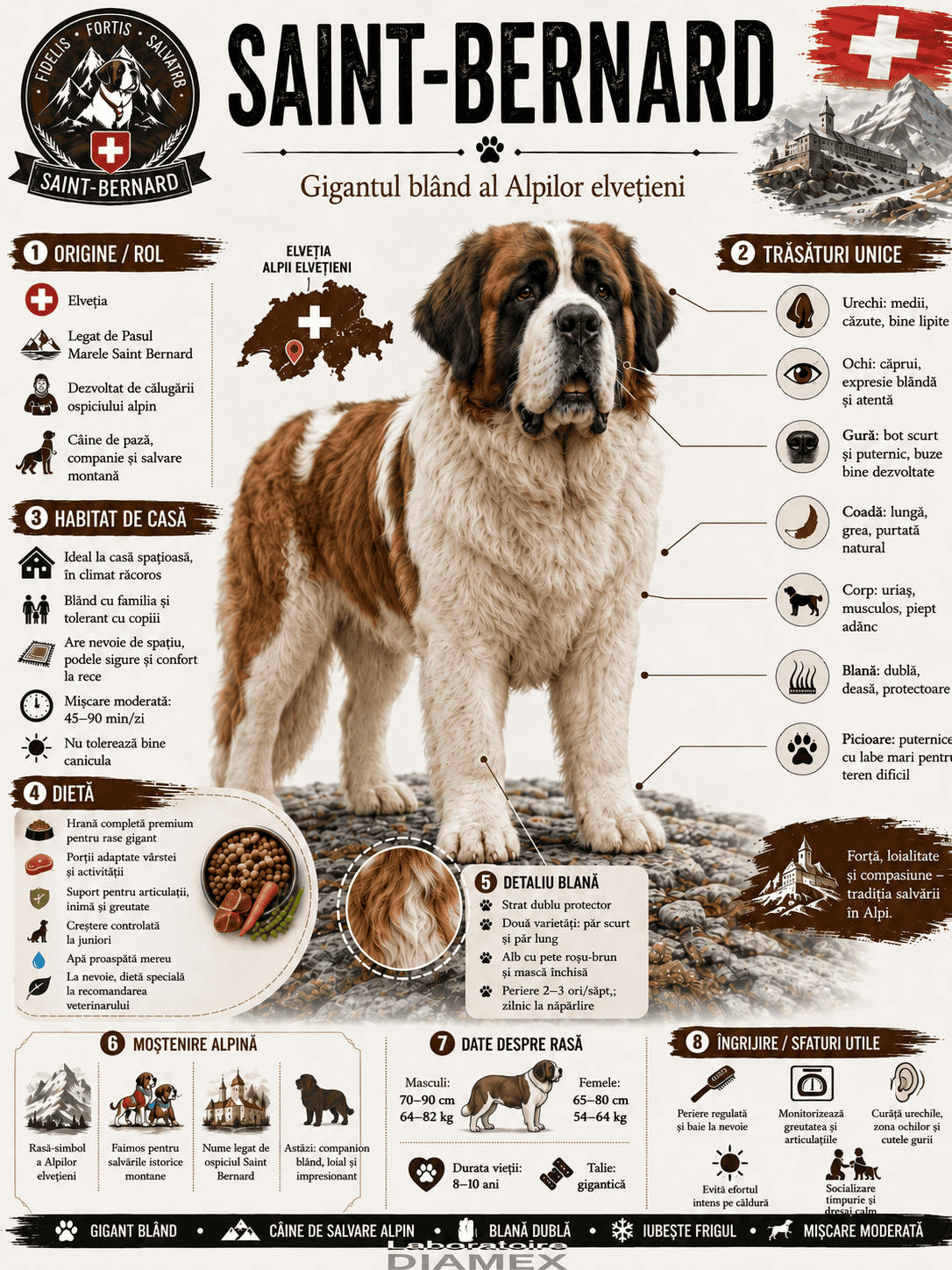 Saint-Bernard origine, temperament, dietă, îngrijire și grooming pentru gigantul blând al Alpilor