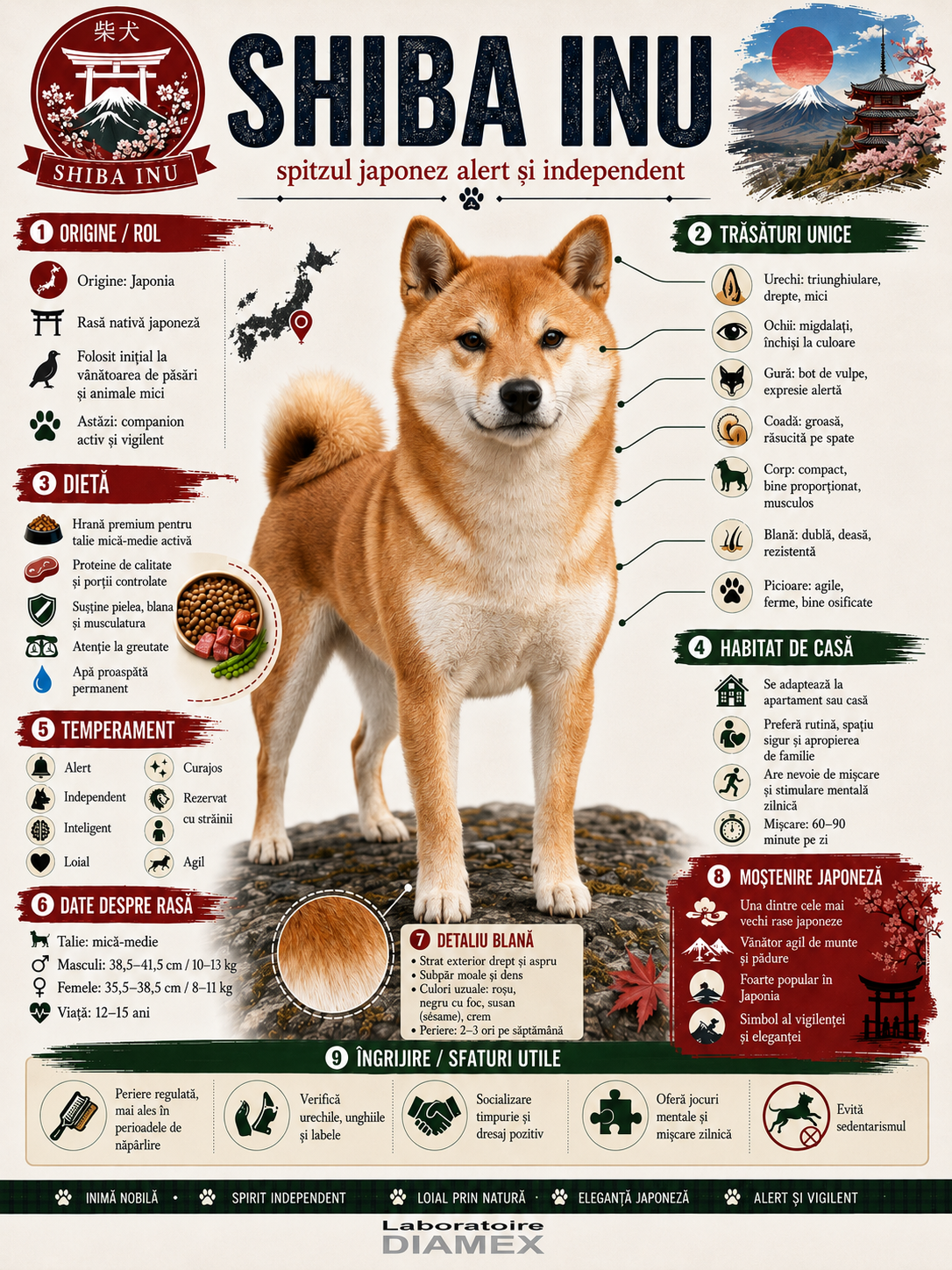 Shiba Inu origine, temperament, dietă, îngrijire și grooming pentru spitzul japonez