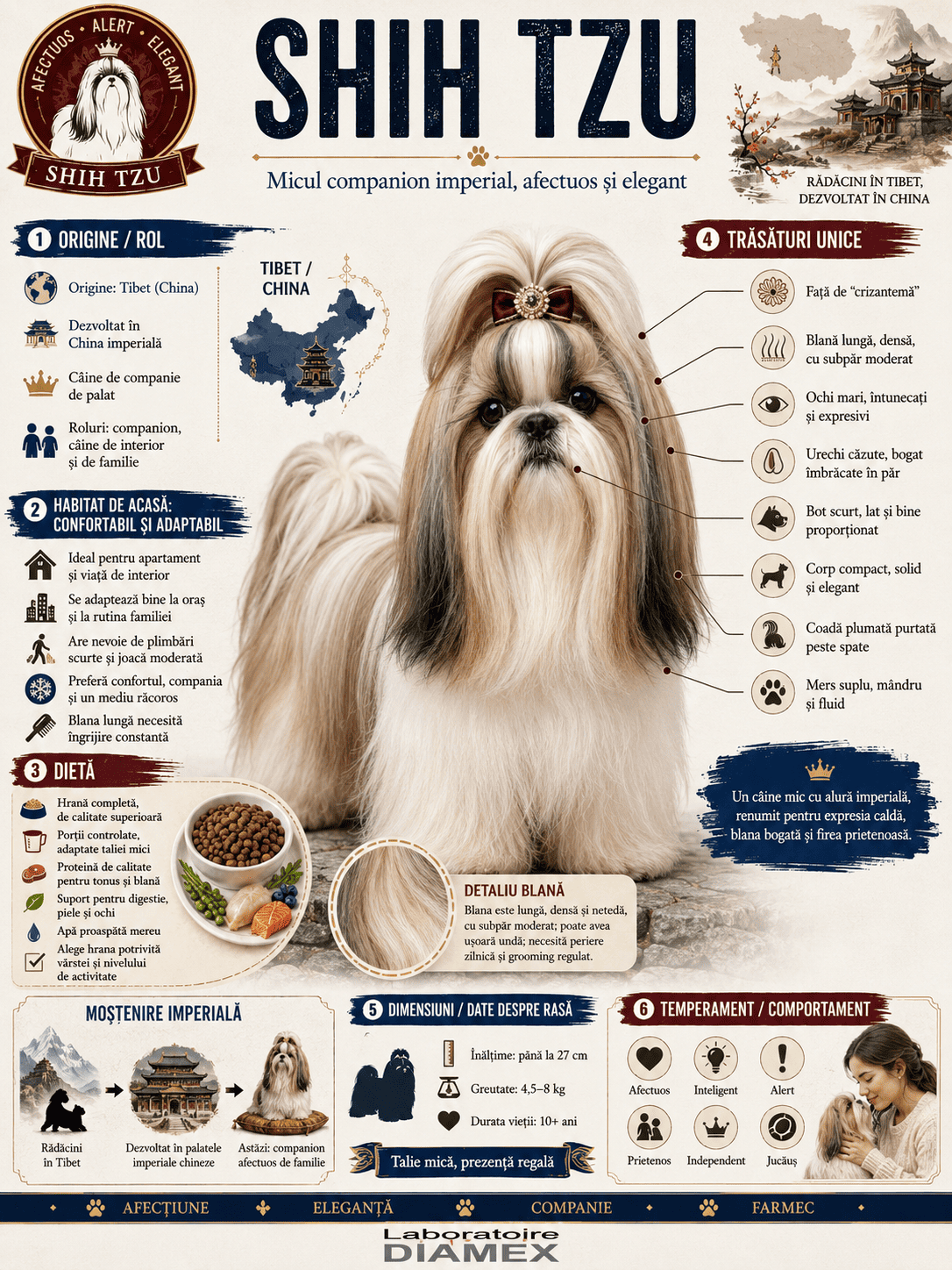 Shih Tzu origine, temperament, dietă, îngrijire și grooming pentru blana lungă
