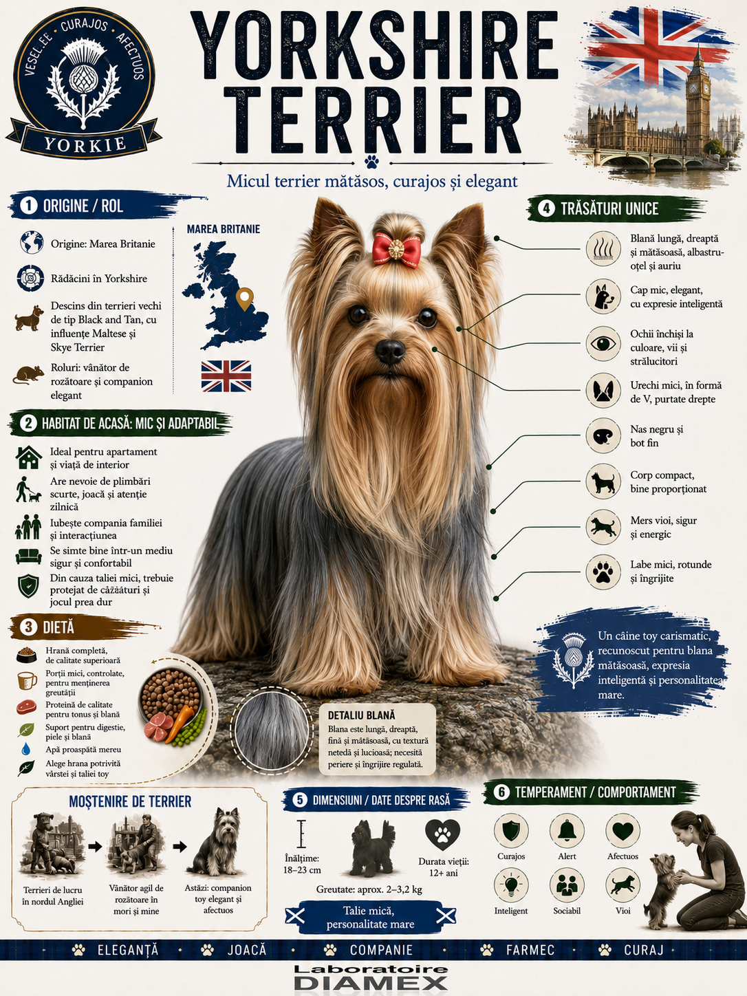 Yorkshire Terrier origine, temperament, dietă, îngrijire și grooming pentru blana mătăsoasă